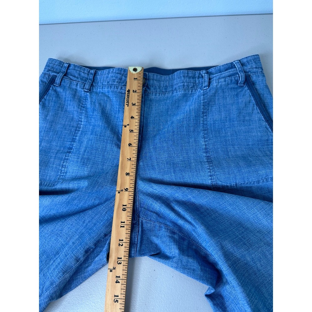 Talbots Chambray Straight Leg Button Tab Cuff Pants Size 12 Blue Cotton Blend - Picture 7 of 10